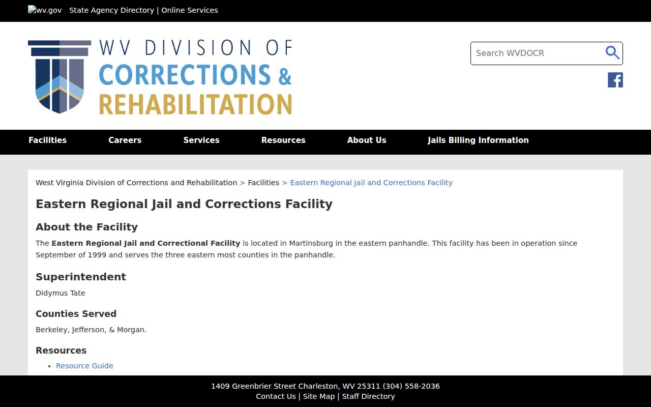 Morgan County arrest history Eastern Regional Jail facility