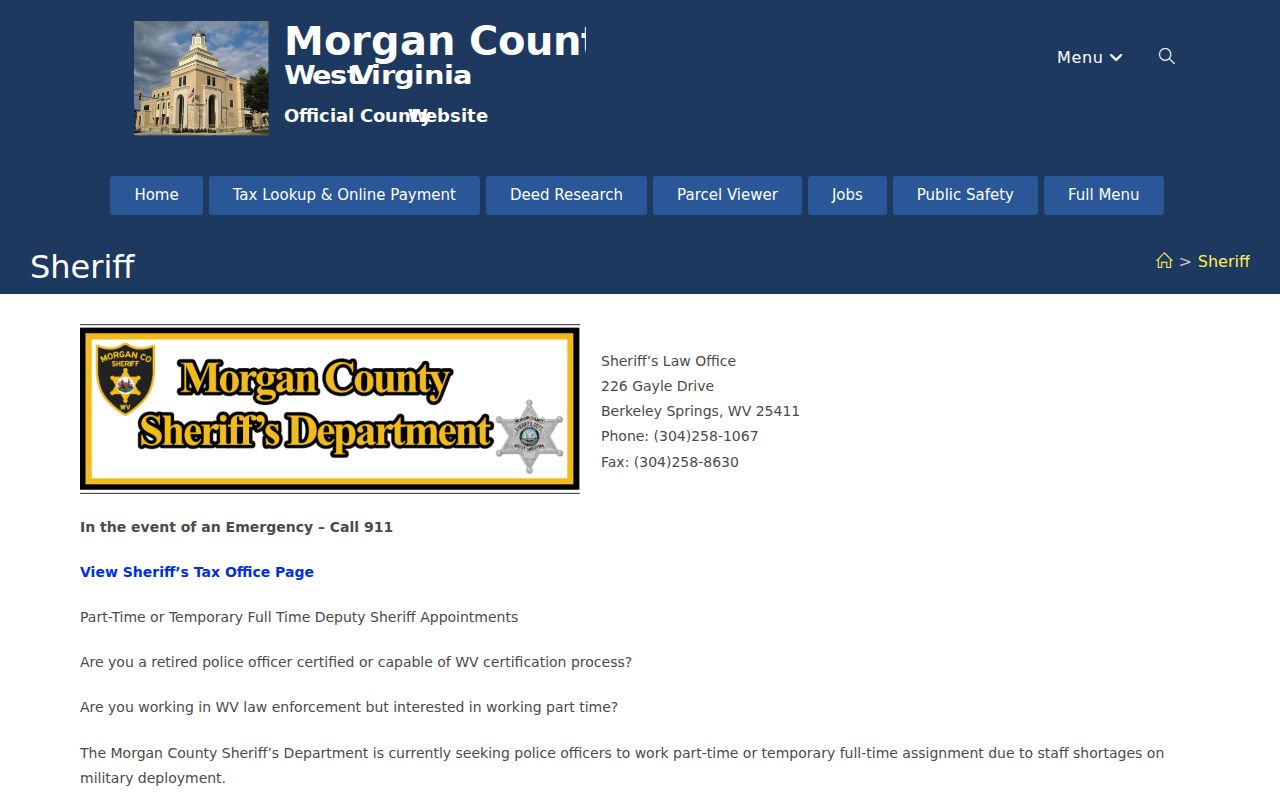 Morgan County arrest history Sheriff's Law Office