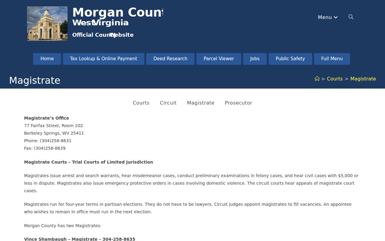 Morgan County criminal court cases magistrate office page