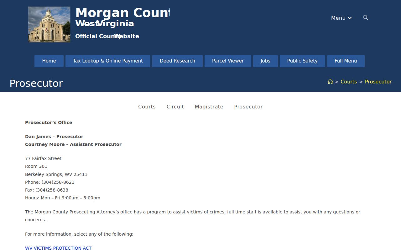 Morgan County criminal prosecution and record office contacts