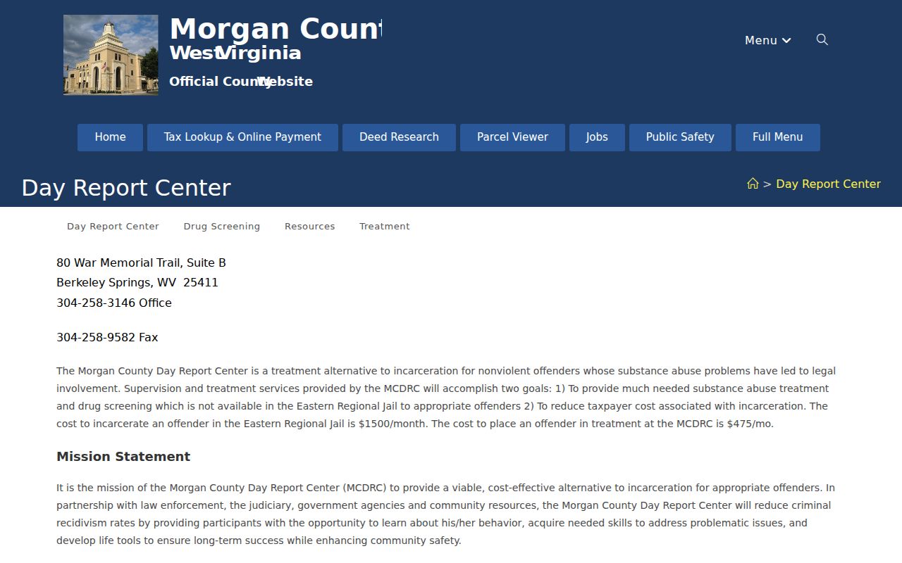 Morgan County criminal supervision Day Report Center records